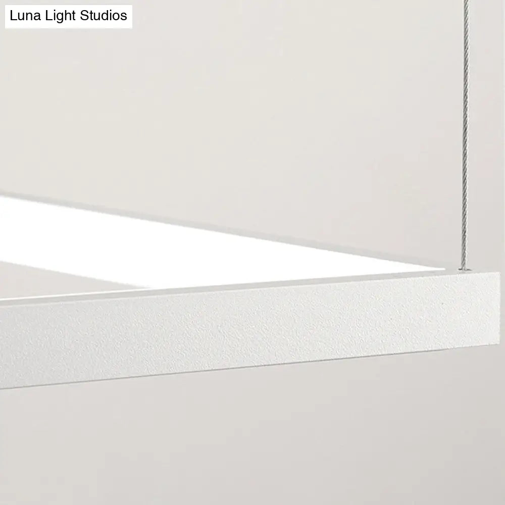 Minimalist Metal Led Hanging Lamp Kit - Rectangle Shape White 23.5’/31.5’/38’ Wide