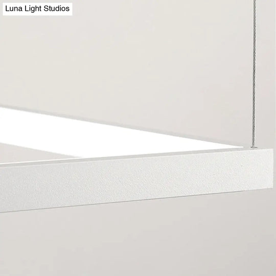 Minimalist Metal Led Hanging Lamp Kit - Rectangle Shape White 23.5’/31.5’/38’ Wide