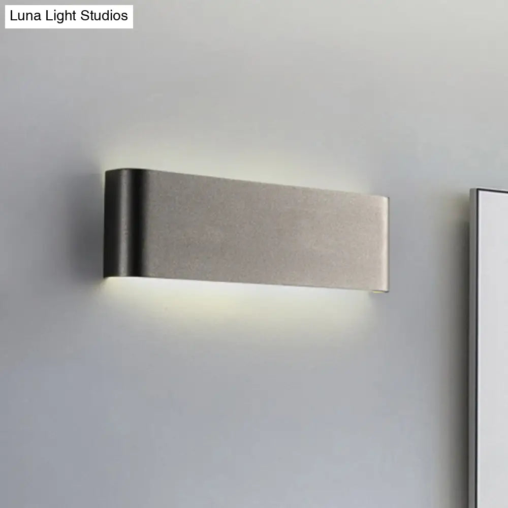 Minimalist Metal Led Rectangle Wall Light In Black/Silver Warm/White Lighting - 6/10 Dia. Living