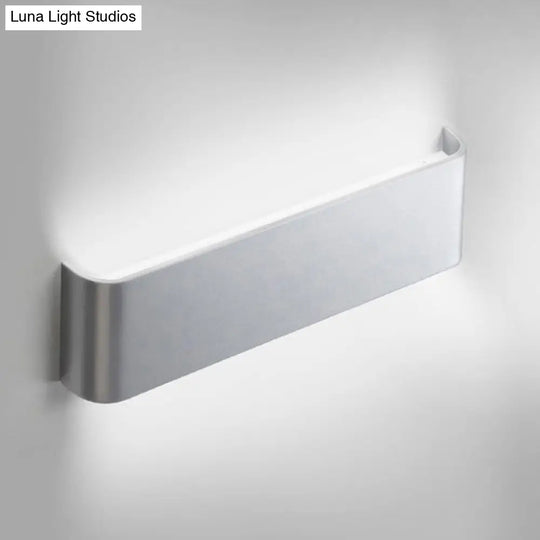 Minimalist Metal Led Rectangle Wall Light In Black/Silver Warm/White Lighting - 6/10 Dia. Living