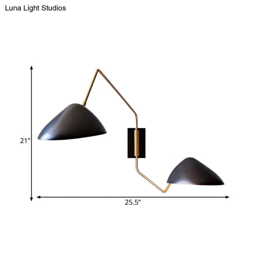 Minimalist Metal Led Wall Light With Swing Arm - Perfect For Living Room Black