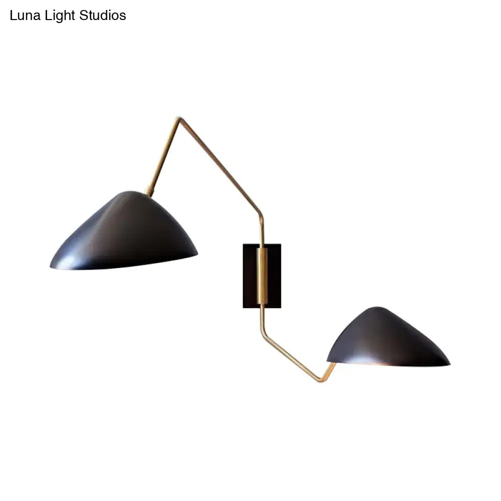 Minimalist Metal Led Wall Light With Swing Arm - Perfect For Living Room Black