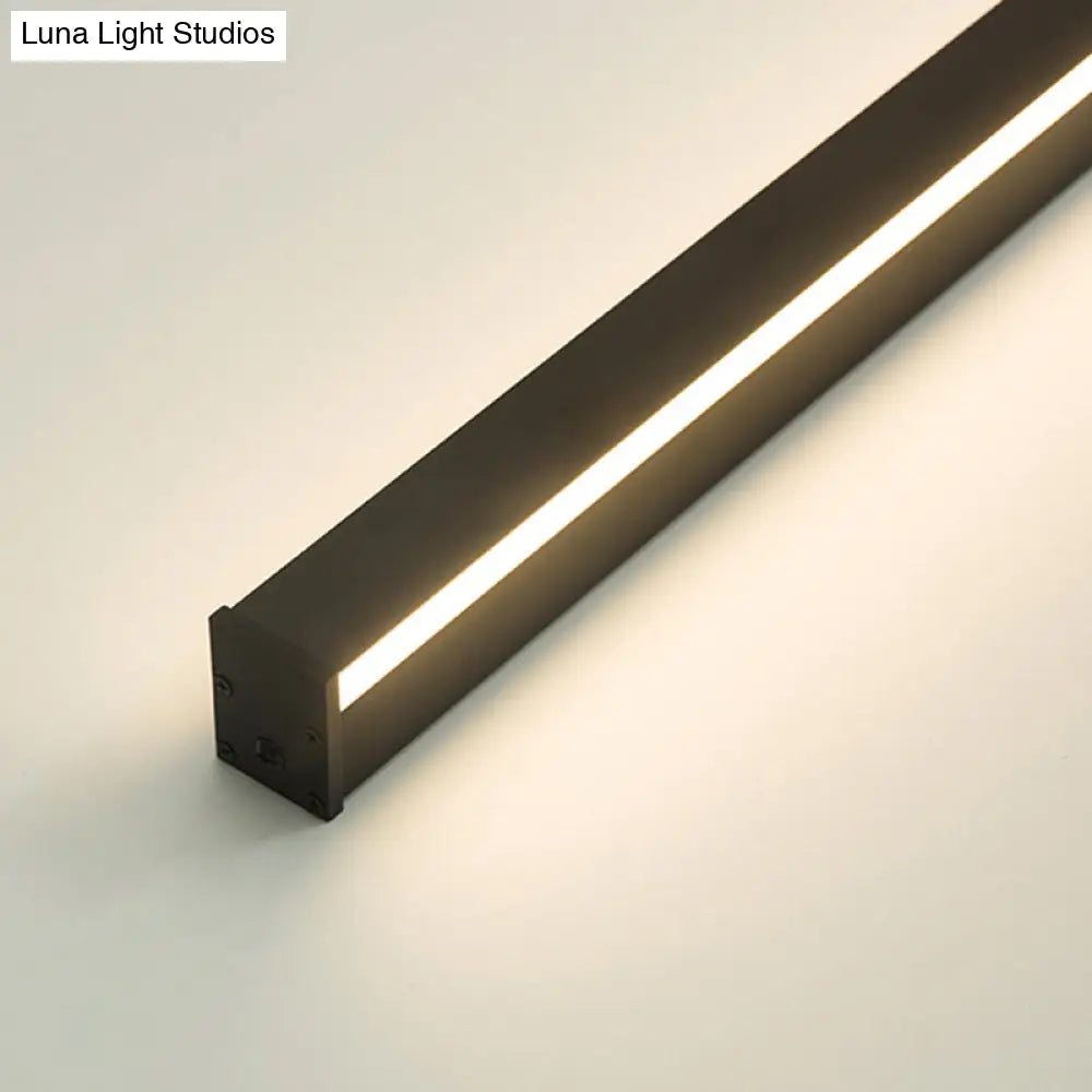 Minimalist Metal Led Wall Sconce Light For Bedroom - Rectangular Design In Black