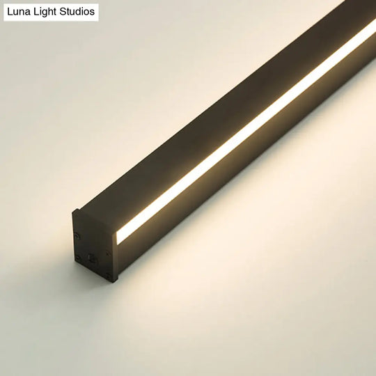 Minimalist Metal Led Wall Sconce Light For Bedroom - Rectangular Design In Black