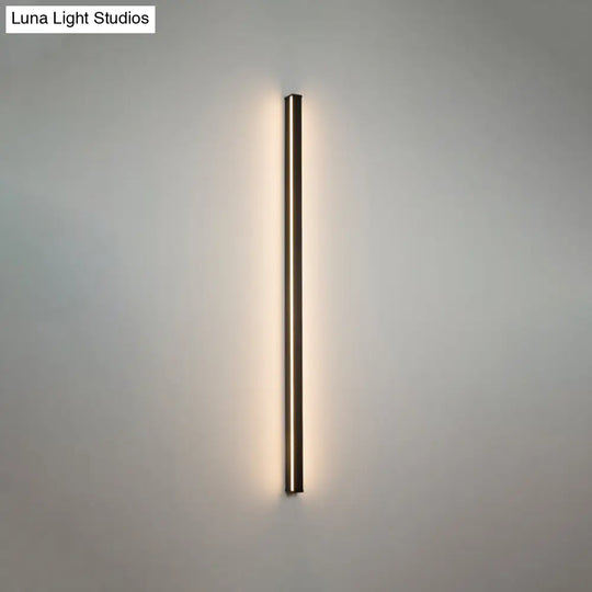 Minimalist Metal Led Wall Sconce Light For Bedroom - Rectangular Design In Black