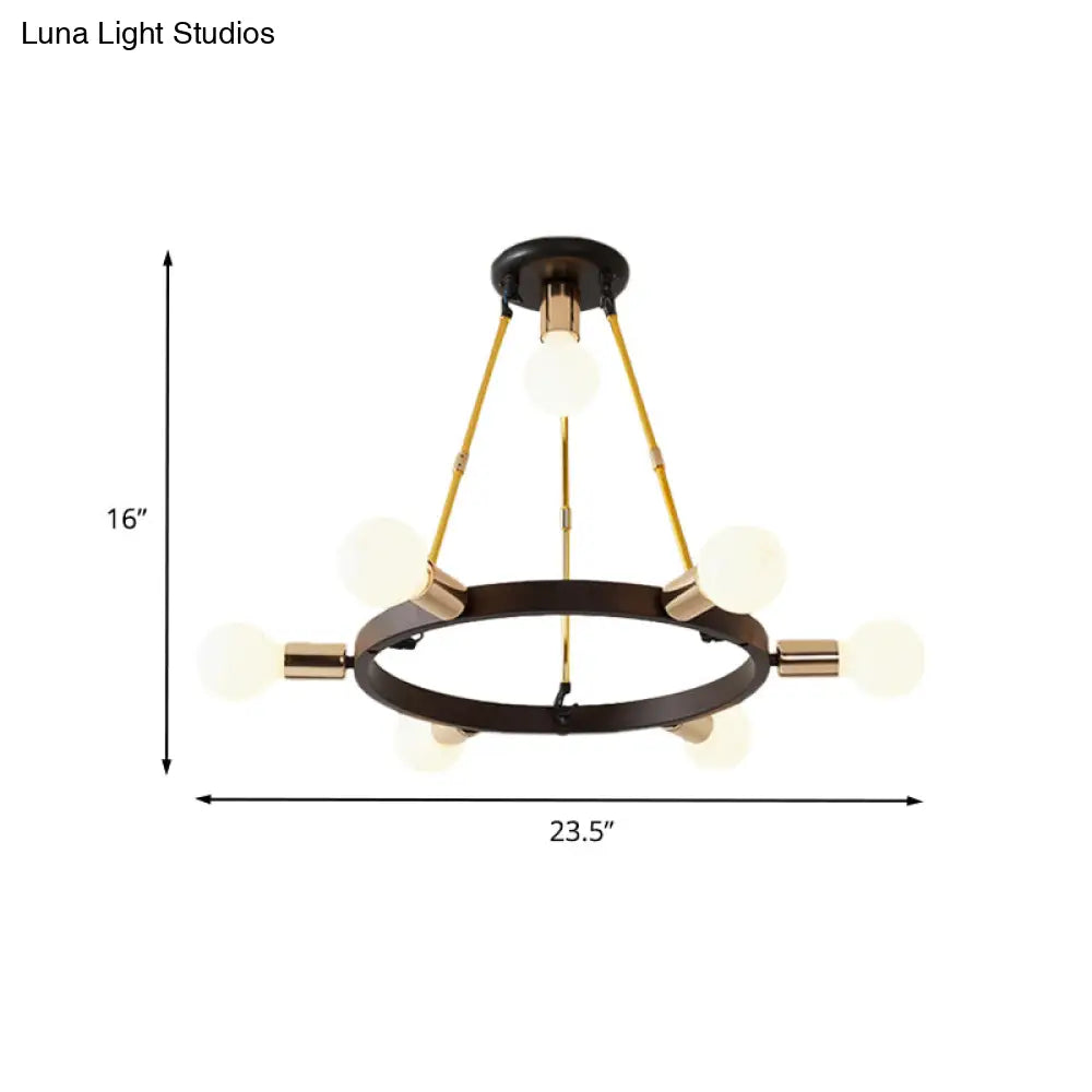 Minimalist Metal Loop Pendant Light: Modern 7/9-Head Black And Gold Chandelier For Bedroom