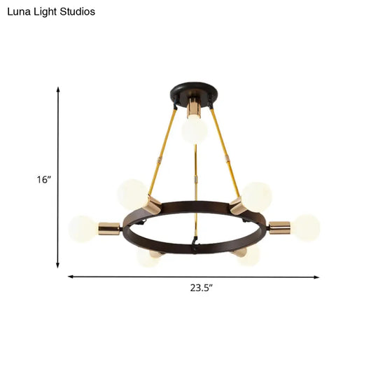 Minimalist Metal Loop Pendant Light: Modern 7/9-Head Black And Gold Chandelier For Bedroom