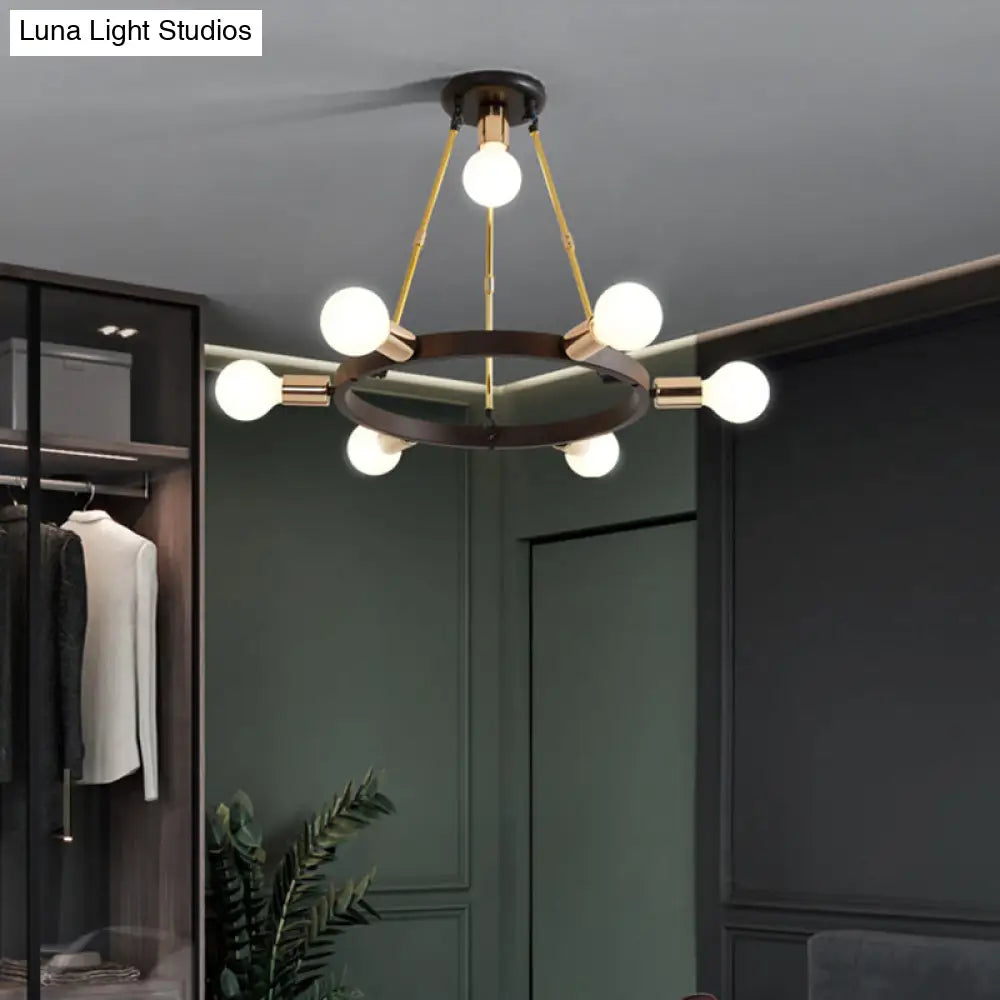 Minimalist Metal Loop Pendant Light: Modern 7/9-Head Black And Gold Chandelier For Bedroom