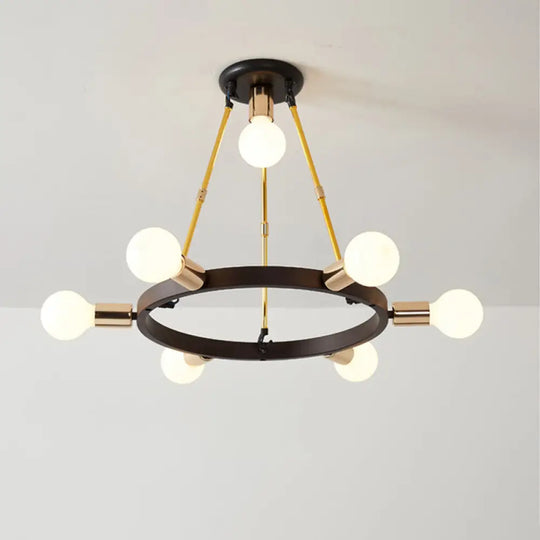 Minimalist Metal Loop Pendant Light: Modern 7/9-Head Black And Gold Chandelier For Bedroom 7 /