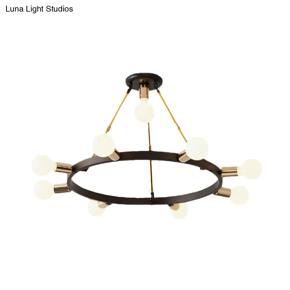 Minimalist Metal Loop Pendant Light: Modern 7/9-Head Black And Gold Chandelier For Bedroom