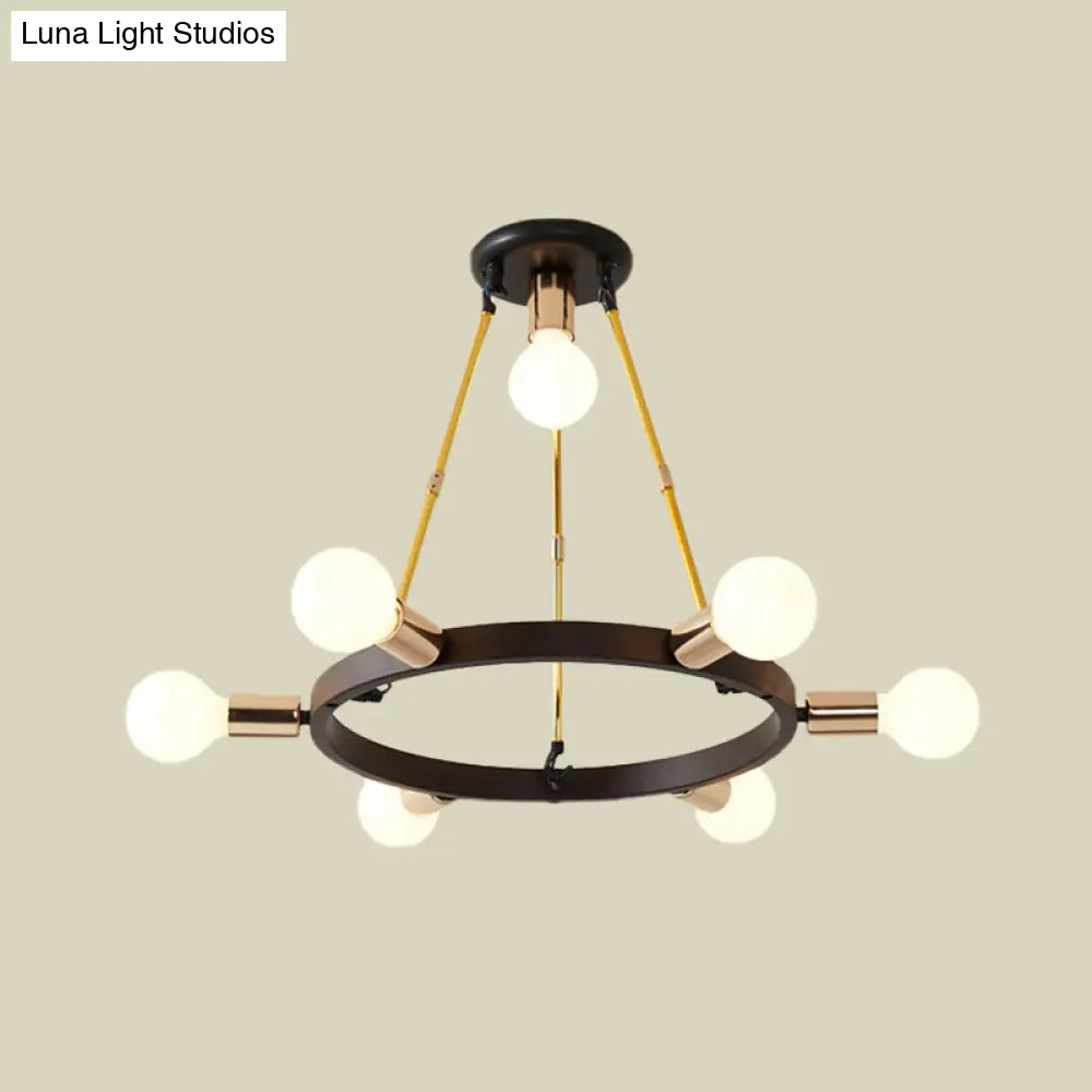 Minimalist Metal Loop Pendant Light: Modern 7/9-Head Black And Gold Chandelier For Bedroom