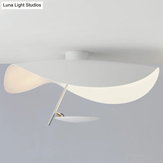 Lotus Leaf Shade Led Pendant Ceiling Light - Modern Metal Suspension Lighting For Living Room White