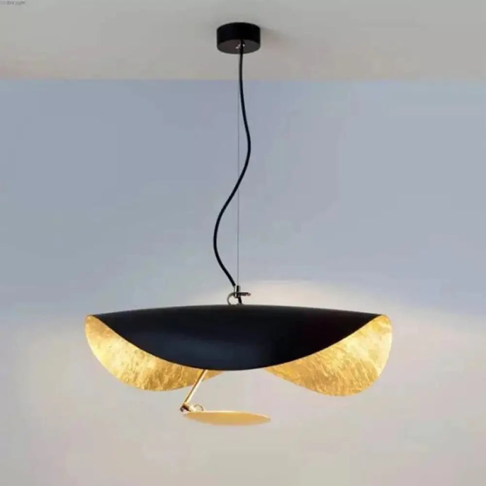 Minimalist Metal Lotus Leaf Led Pendant Ceiling Light - Perfect For Living Room Black / 16’