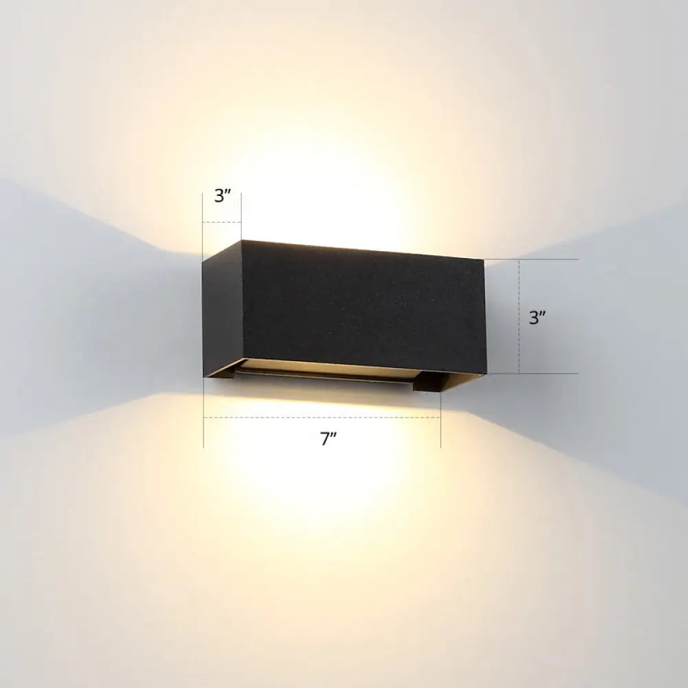 Minimalist Metal Matte Black Rectangle Led Wall Washer Sconce Light For Yard