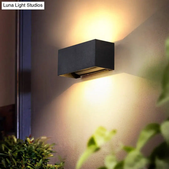 Minimalist Metal Matte Black Rectangle Led Wall Washer Sconce Light For Yard