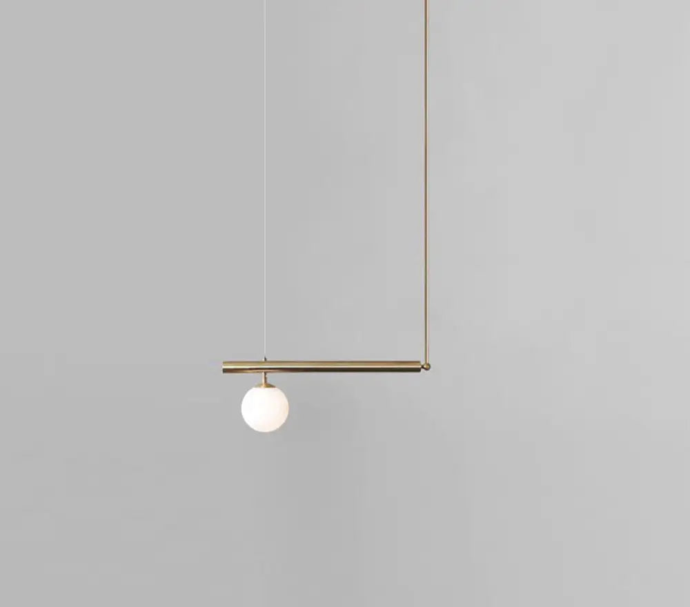 Minimalist Metal Pendant Lighting With Gold Accents - Modern Globe Glass Island Ceiling Light For