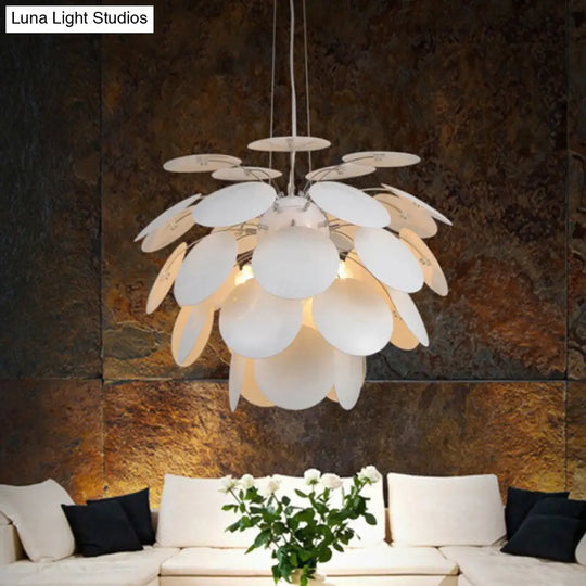 Minimalist Metal Pinecone Hanging Ceiling Light - 19.5/23.5 Wide White Suspension Pendant