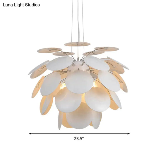 Minimalist Metal Pinecone Ceiling Light - 19.5’/23.5’ Wide White Pendant With Suspension