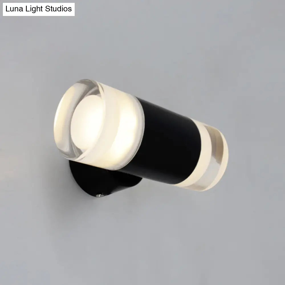 Minimalist Metal Tube Sconce Wall Mounted Light Fixture In Black For Living Room