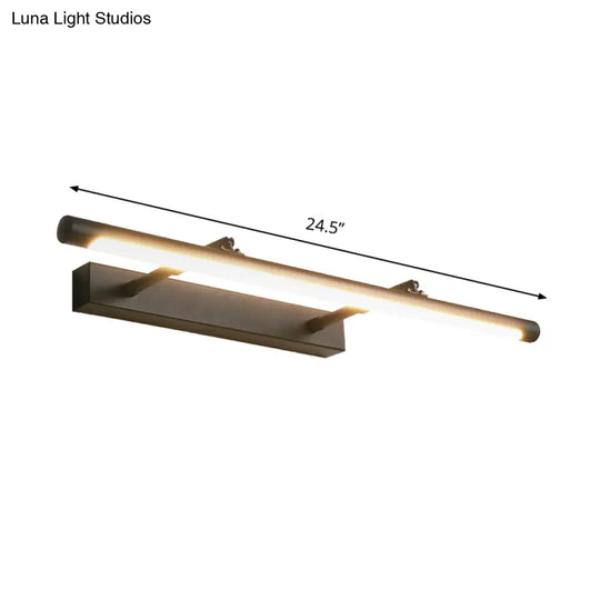 Minimalist Metal Vanity Light 16.5/24.5 Wall Mounted Led Sconce In Warm/White For Restroom