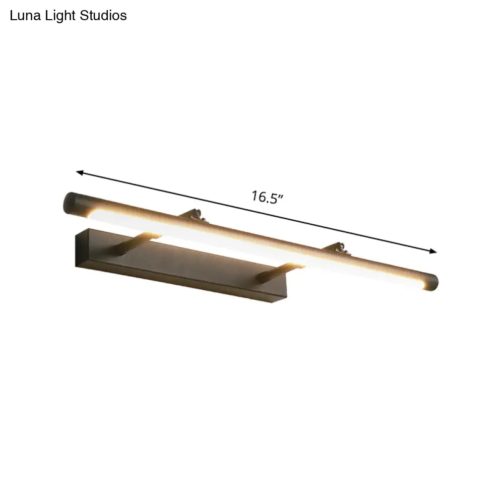 Minimalist Metal Vanity Light 16.5/24.5 Wall Mounted Led Sconce In Warm/White For Restroom