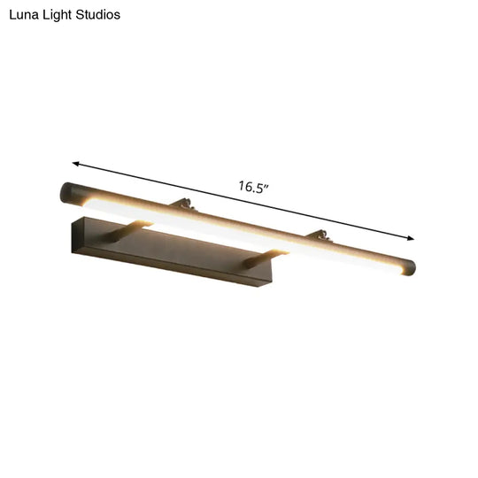 Minimalist Metal Vanity Light 16.5/24.5 Wall Mounted Led Sconce In Warm/White For Restroom