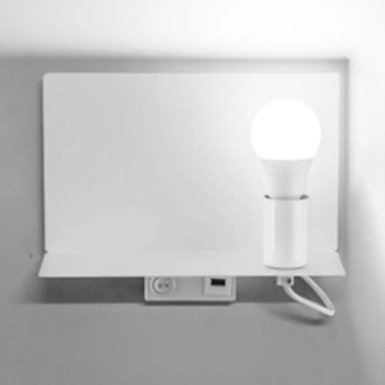 Minimalist Metal Wall Light With Supporter - Ideal For Study White