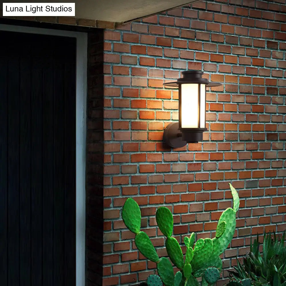 Minimalist Metal Wall Mounted Light - 1 Bulb Coffee Sconce Lamp For Gardens