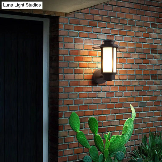 Minimalist Metal Wall Mounted Light - 1 Bulb Coffee Sconce Lamp For Gardens