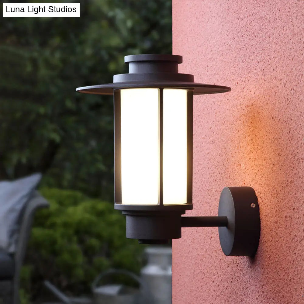 Minimalist Metal Wall Mounted Light - 1 Bulb Coffee Sconce Lamp For Gardens