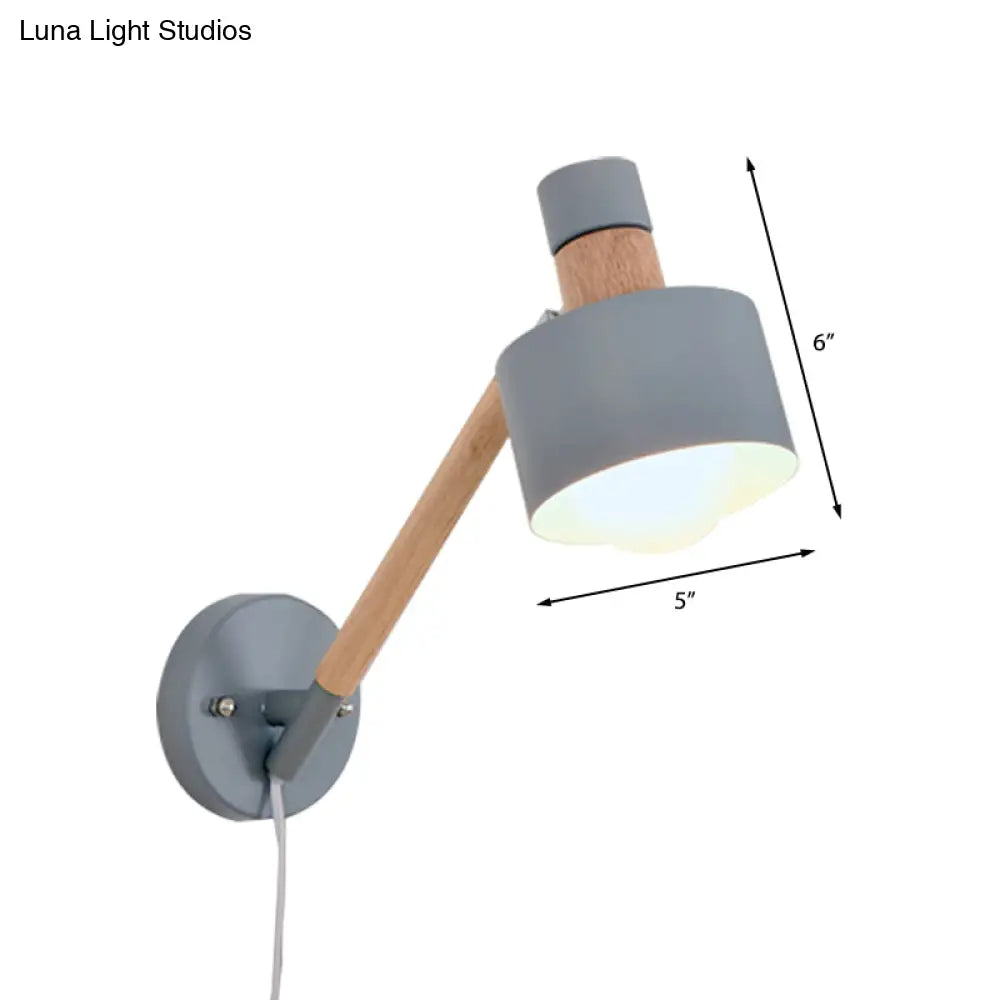 Minimalist Metal Wall Sconce Grey Lighting For Living Room - 5.5/6/7 With 1 Head