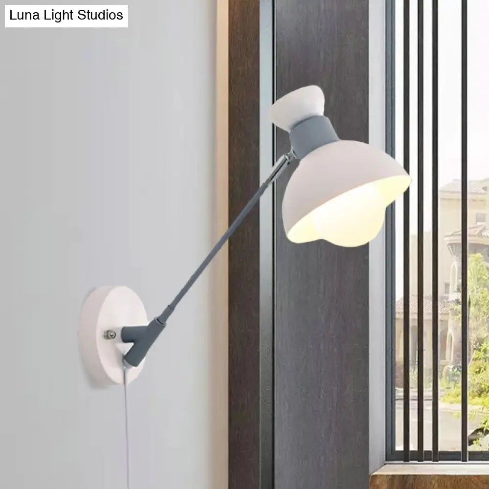 Minimalist Metal Wall Sconce Grey Lighting For Living Room - 5.5/6/7 With 1 Head