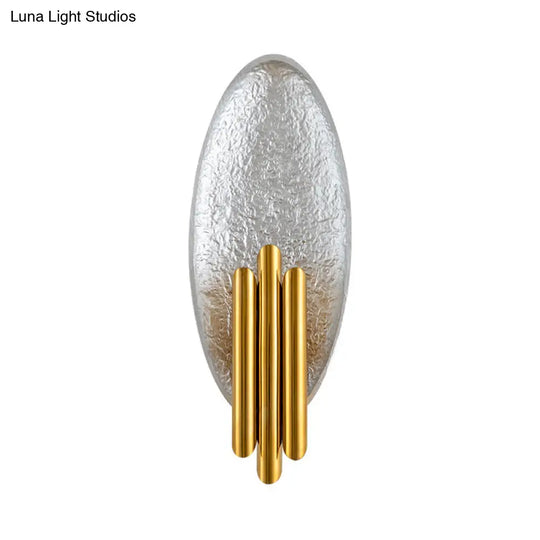 Minimalist Metallic 2-Light Flush Wall Sconce - Silver/Gold Convex Oval Light Fixture