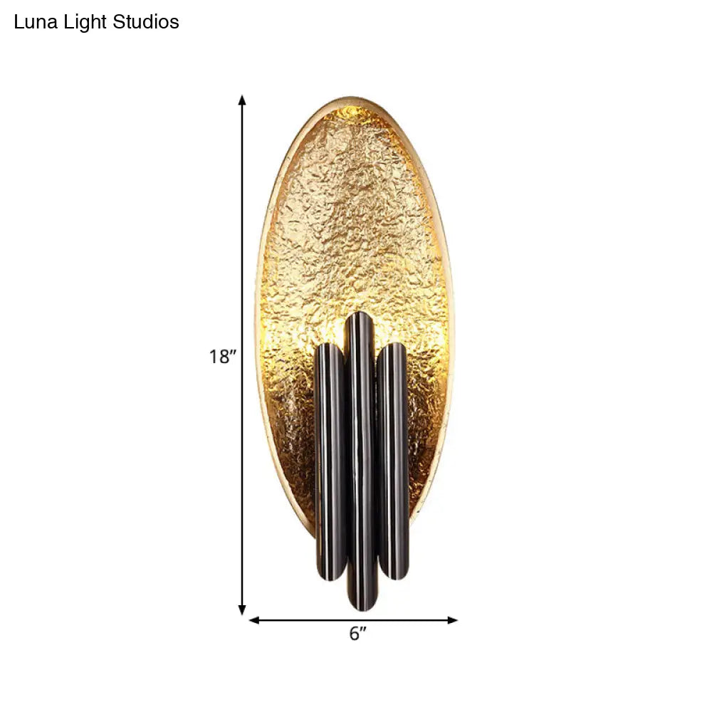 Minimalist Metallic 2-Light Flush Wall Sconce - Silver/Gold Convex Oval Light Fixture