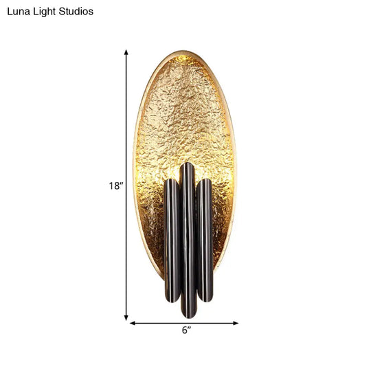 Minimalist Metallic 2-Light Flush Wall Sconce - Silver/Gold Convex Oval Light Fixture