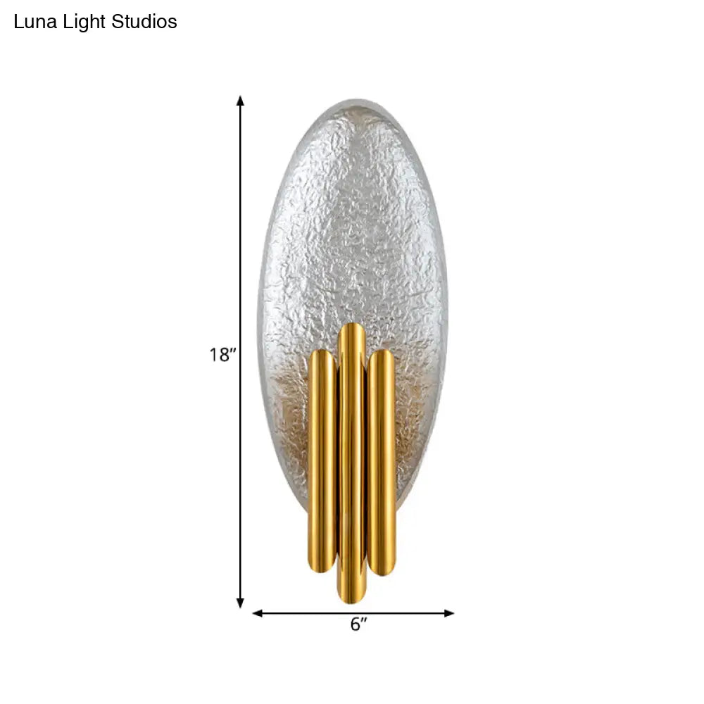 Minimalist Metallic 2-Light Flush Wall Sconce - Silver/Gold Convex Oval Light Fixture