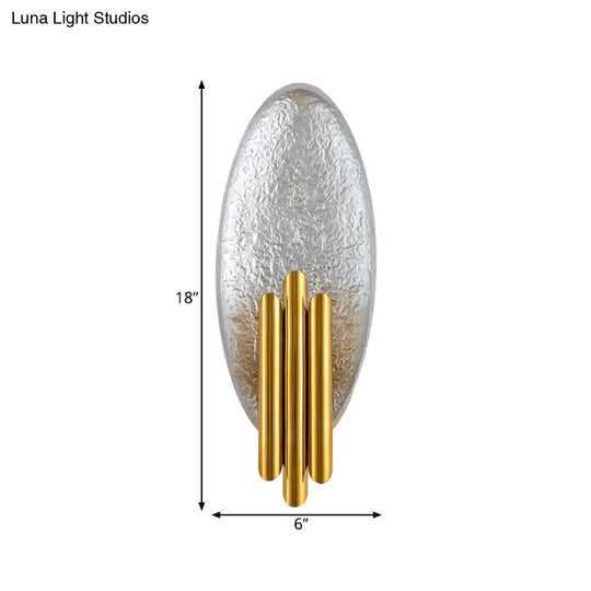 Minimalist Metallic 2-Light Flush Wall Sconce - Silver/Gold Convex Oval Light Fixture