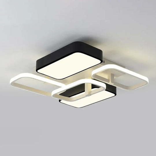 Minimalist Metallic Black And White Led Flush Mount Lighting Fixture - Splicing Design Black -