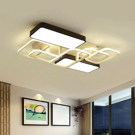 Minimalist Metallic Black And White Led Flush Mount Lighting Fixture - Splicing Design Black -