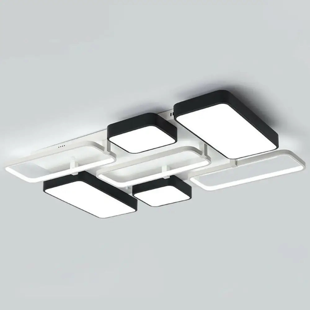 Minimalist Metallic Black And White Led Flush Mount Lighting Fixture - Splicing Design Black -