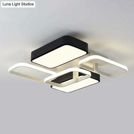 Minimalist Metallic Black And White Led Flush Mount Lighting Fixture - Splicing Design Black-White /