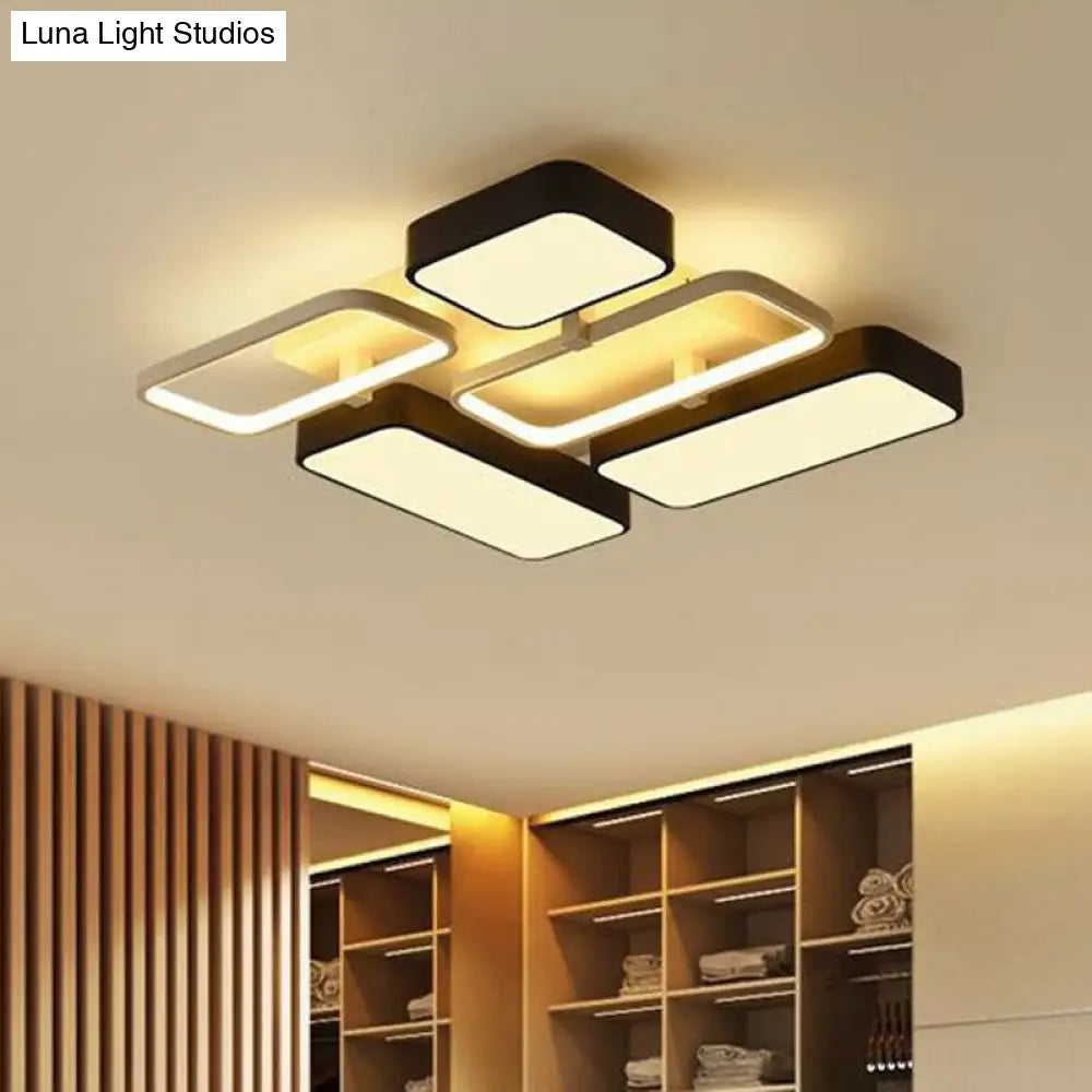 Minimalist Metallic Black And White Led Flush Mount Lighting Fixture - Splicing Design Black-White /