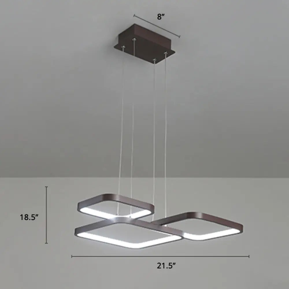 Minimalist Metallic Coffee Led Pendant Light Fixture - Layered Rhombus Chandelier Lighting 3 /