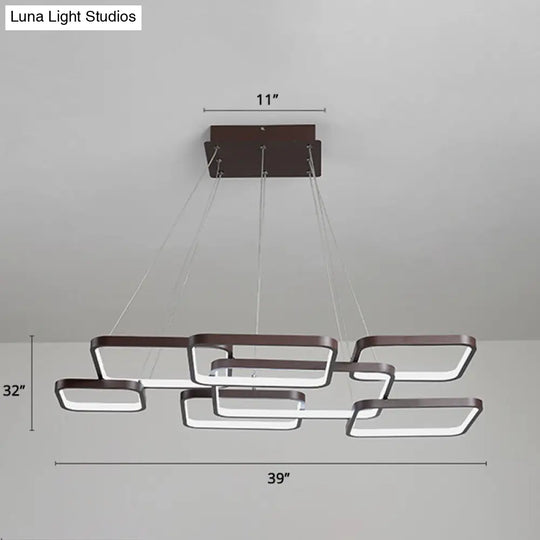 Minimalist Metallic Rhombus Chandelier Pendant Light Layered Design Led Coffee Tone 7 /