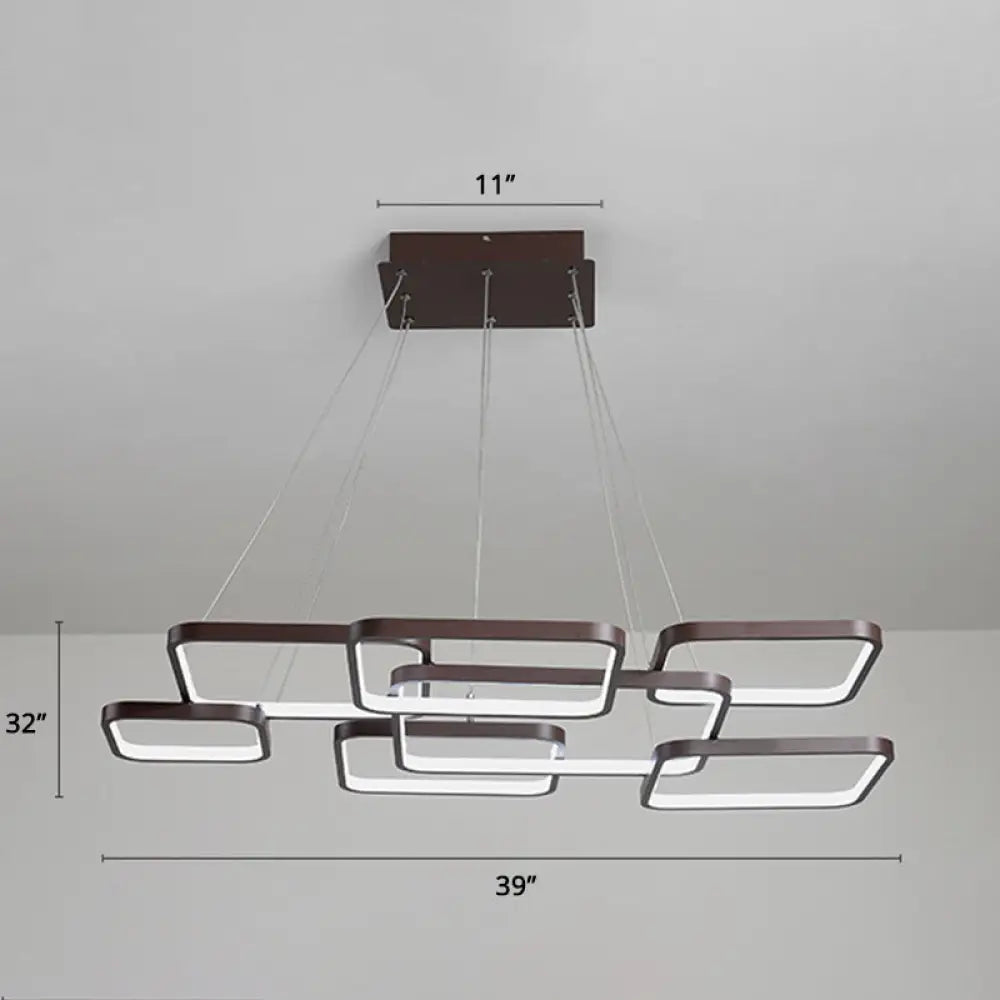 Minimalist Metallic Coffee Led Pendant Light Fixture - Layered Rhombus Chandelier Lighting 7 /