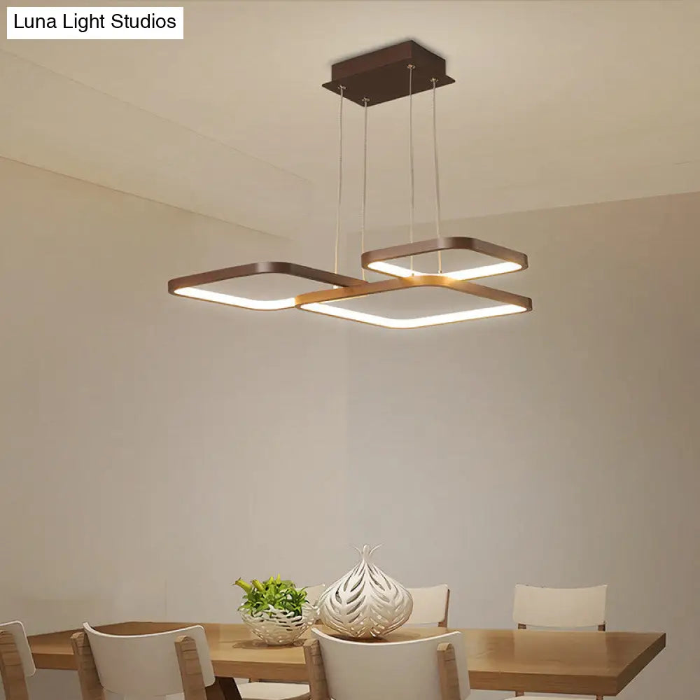 Minimalist Metallic Rhombus Chandelier Pendant Light Layered Design Led Coffee Tone