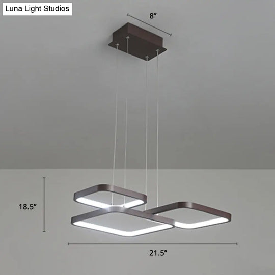 Minimalist Metallic Rhombus Chandelier Pendant Light Layered Design Led Coffee Tone 3 /