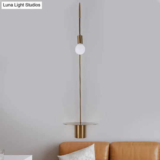 Minimalist Metallic Gooseneck Wall Sconce With Bulb - Black/White/Gold Lighting Fixture