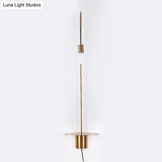 Minimalist Metallic Gooseneck Wall Sconce With Bulb - Black/White/Gold Lighting Fixture