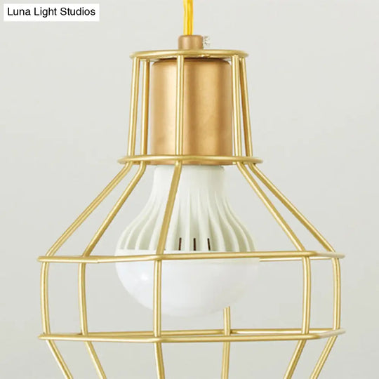 Minimalist Metallic Grenade Cage Ceiling Light With 5 Bulbs - Perfect For Staircase Suspension